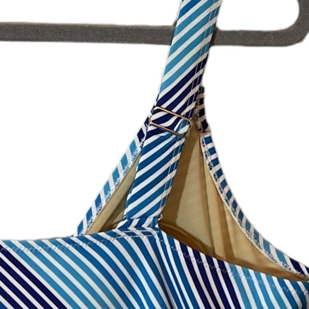 NWT Swimsuits For All Blue & White Stripe One Piece Swimsuit tummy control  20 - Picture 13 of 13
